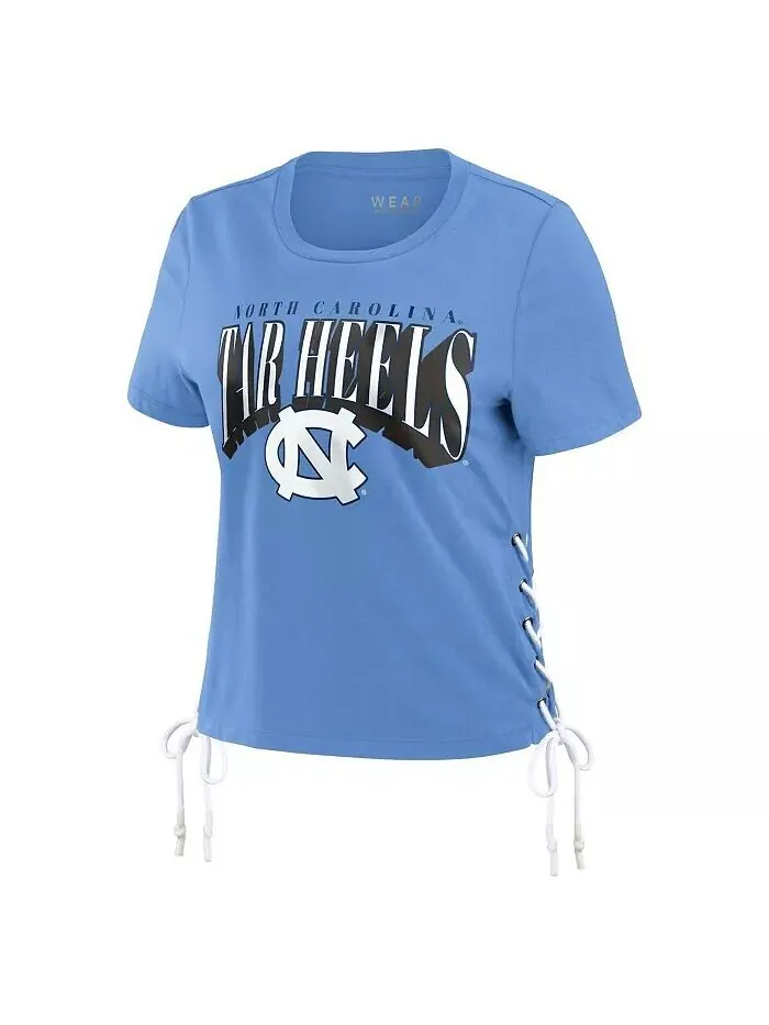 Женская футболка Carolina Blue North Carolina Tar Heels со шнуровкой по бокам и укороченными — изображение 2 из 4