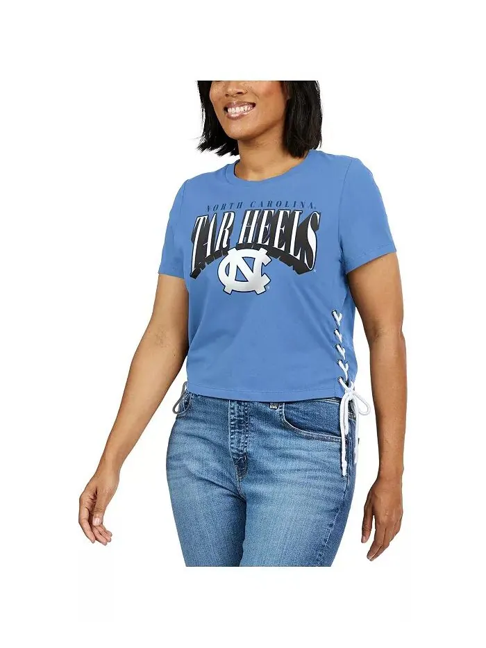 Женская футболка Carolina Blue North Carolina Tar Heels со шнуровкой по бокам и укороченными — изображение 4 из 4