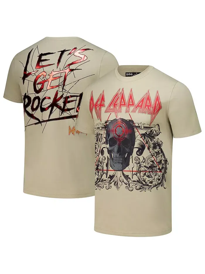 Мужская футболка Def Leppard Let's Get Rocked в бежевом цвете Freeze Max — изображение 1 из 3