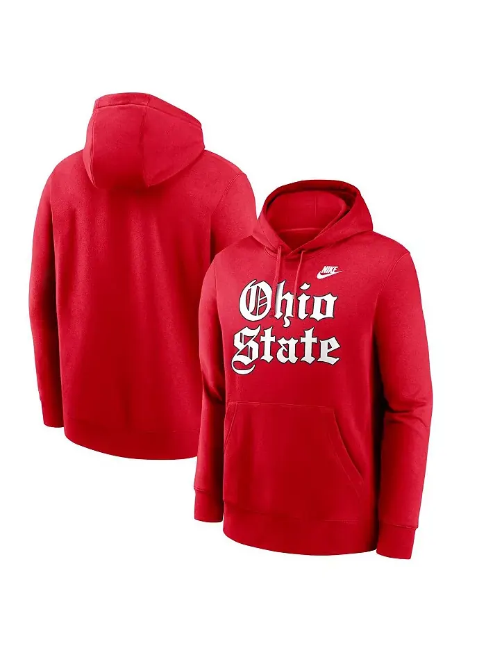 Мужская флисовая толстовка с капюшоном Old English Scarlet Ohio State Buckeyes Nike — изображение 1 из 3