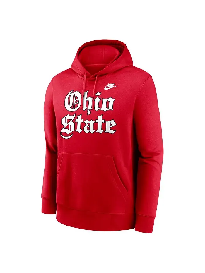 Мужская флисовая толстовка с капюшоном Old English Scarlet Ohio State Buckeyes Nike — изображение 2 из 3