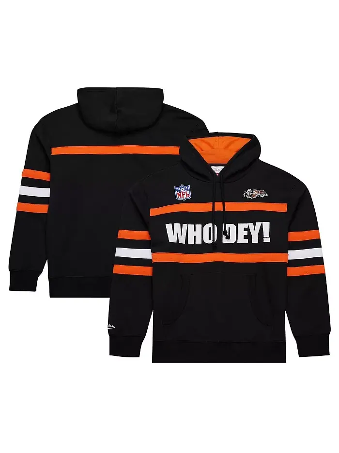 Мужская черная толстовка с капюшоном Cincinnati Bengals Vintage Logo Head Coach из флиса Mitchell & — изображение 1 из 5