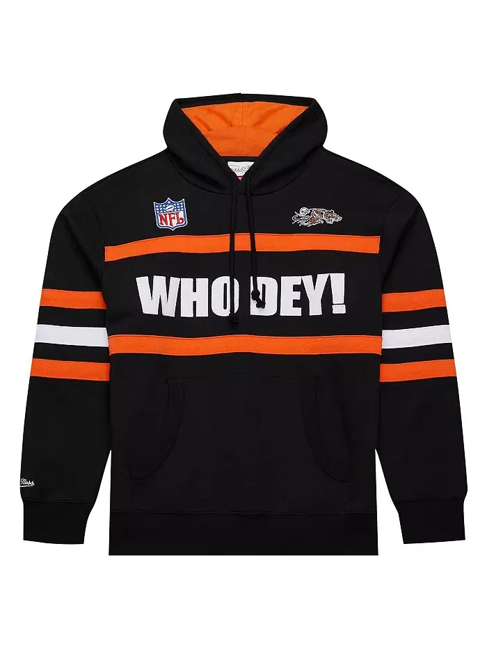 Мужская черная толстовка с капюшоном Cincinnati Bengals Vintage Logo Head Coach из флиса Mitchell & — изображение 4 из 5