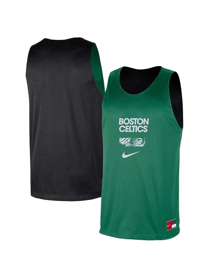 Мужская реверсивная сетчатая тренировочная футболка Kelly Green/Black Boston Celtics Courtside Nike — изображение 1 из 4