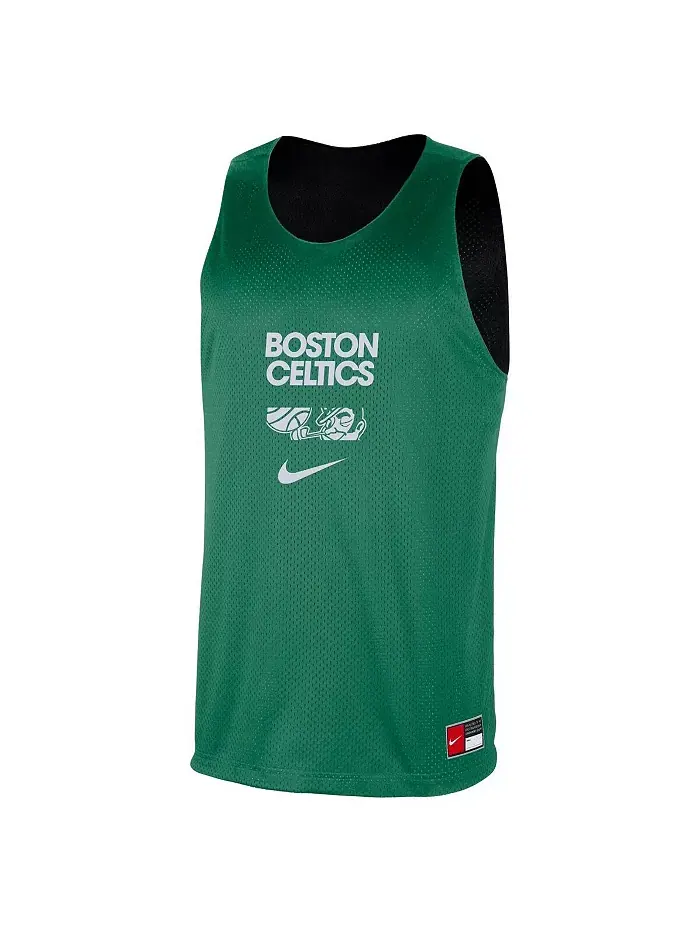 Мужская реверсивная сетчатая тренировочная футболка Kelly Green/Black Boston Celtics Courtside Nike — изображение 2 из 4