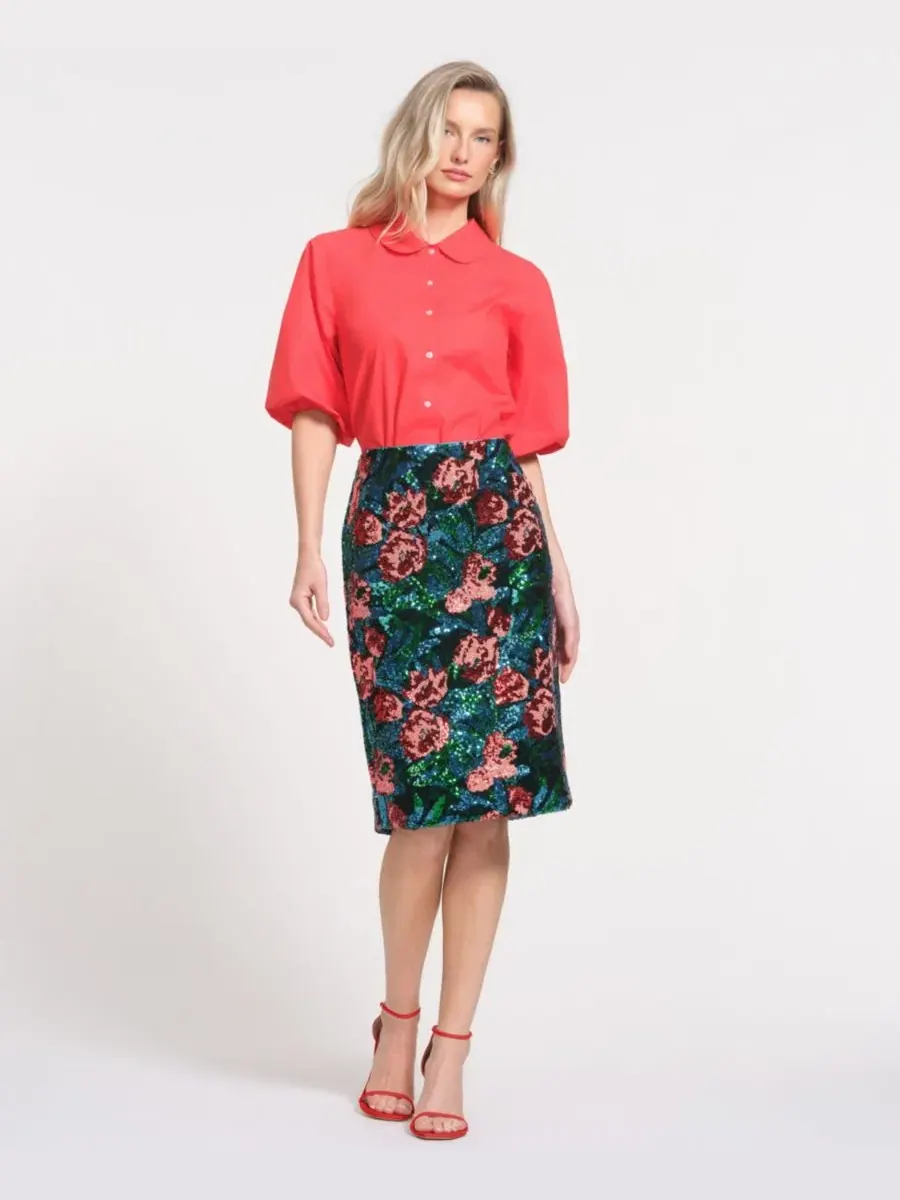 Юбка-карандаш с пайетками Poppy Sequin Isaac Mizrahi, Poppy Sequin — изображение 2 из 3