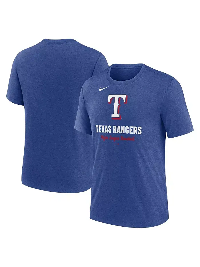 Мужская футболка Heather Royal Texas Rangers Logo Tri-Blend Nike — изображение 1 из 3