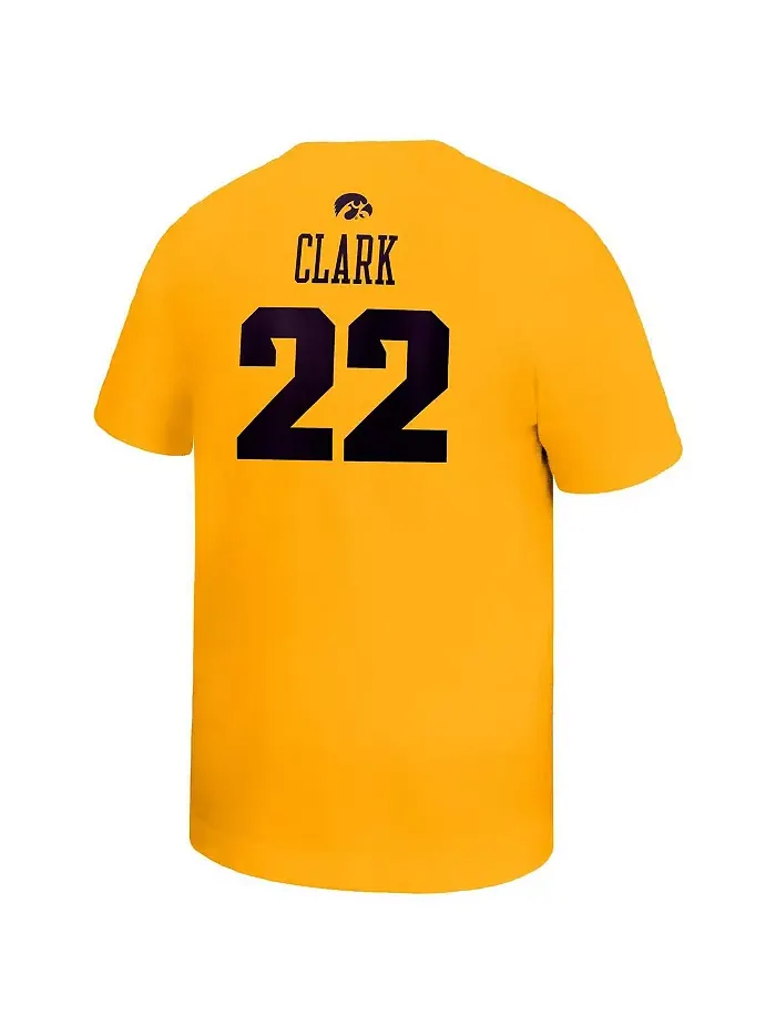 Футболка Big Boys and Girls Caitlin Clark Gold Iowa Hawkeyes Retired Player Name Number Core Nike — изображение 2 из 3