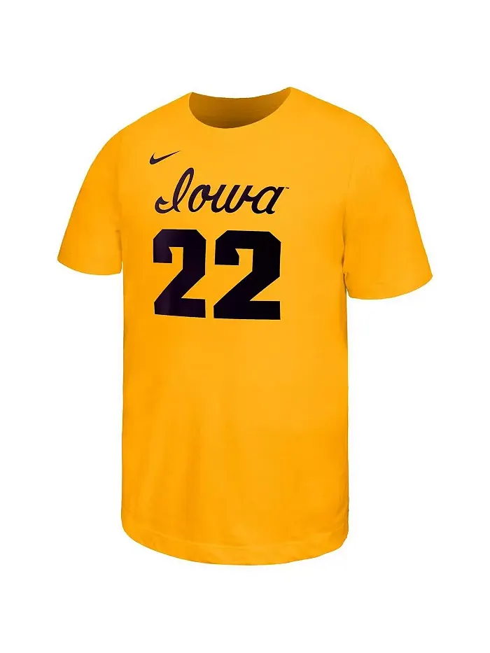 Футболка Big Boys and Girls Caitlin Clark Gold Iowa Hawkeyes Retired Player Name Number Core Nike — изображение 3 из 3