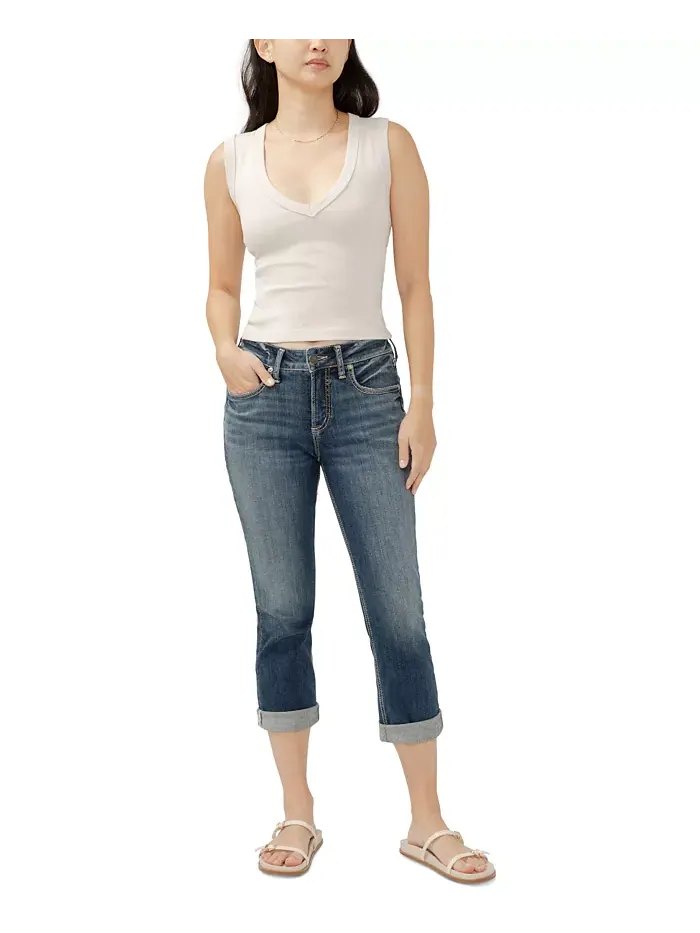 Женские джинсы-капри Suki Curvy-Fit со средней посадкой Silver Jeans Co. — изображение 1 из 2