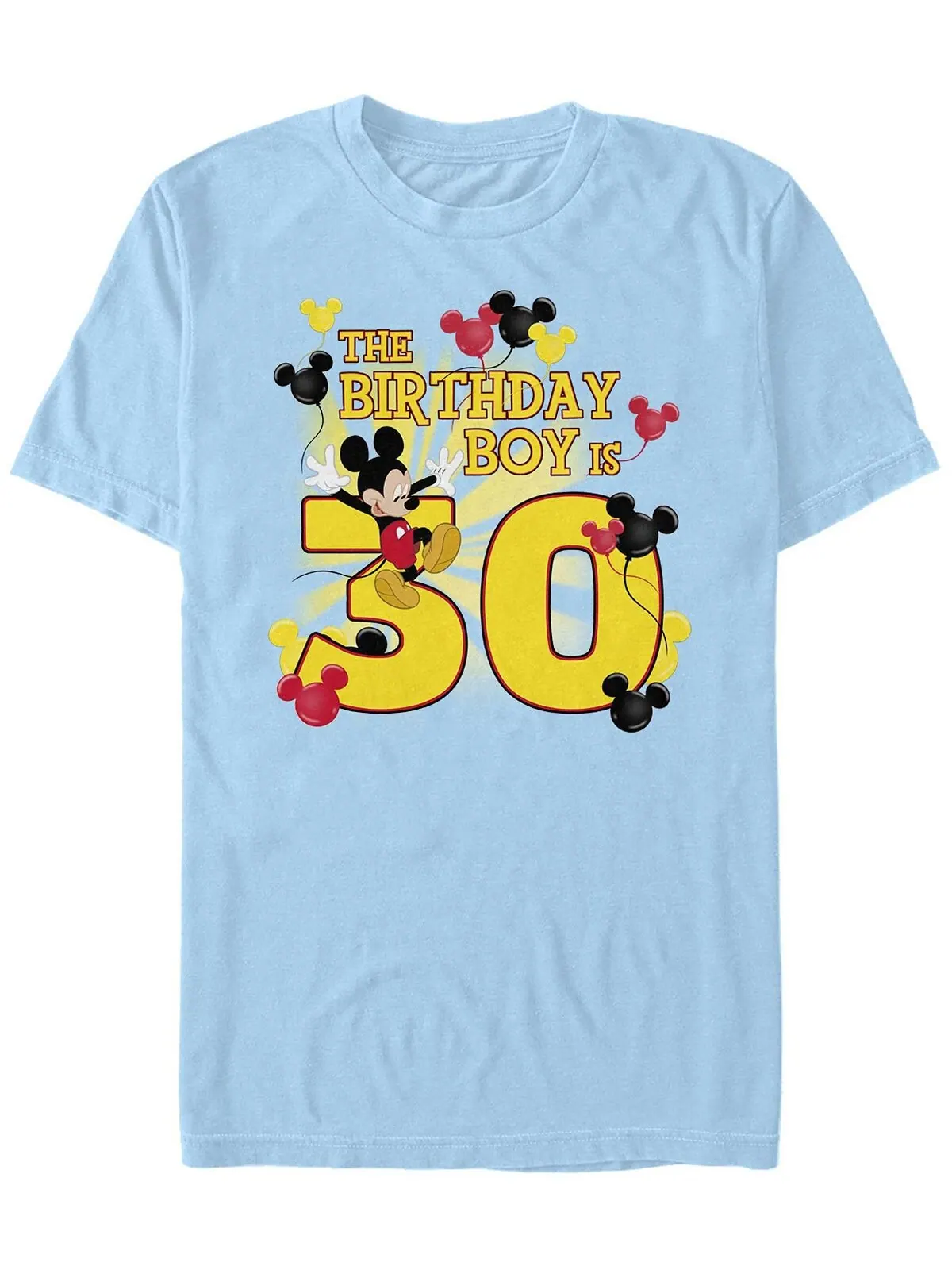 Мужская футболка с круглым вырезом и короткими рукавами mickey birthday 30 Fifth Sun — изображение 1 из 1, светлый синий