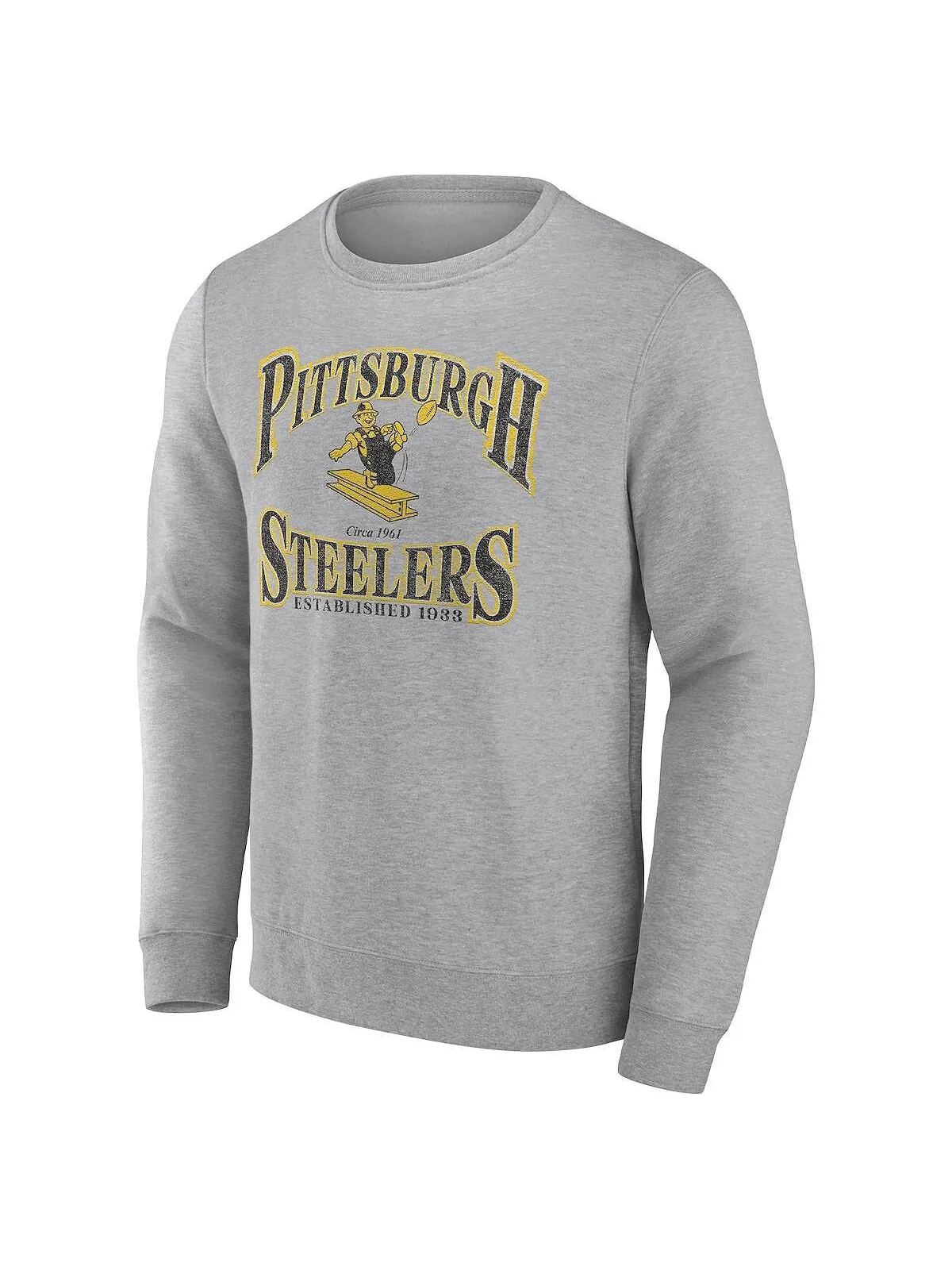 Мужская фирменная толстовка heather grey pittsburgh steelers playability pullover sweatshirt — изображение 3 из 3, серый