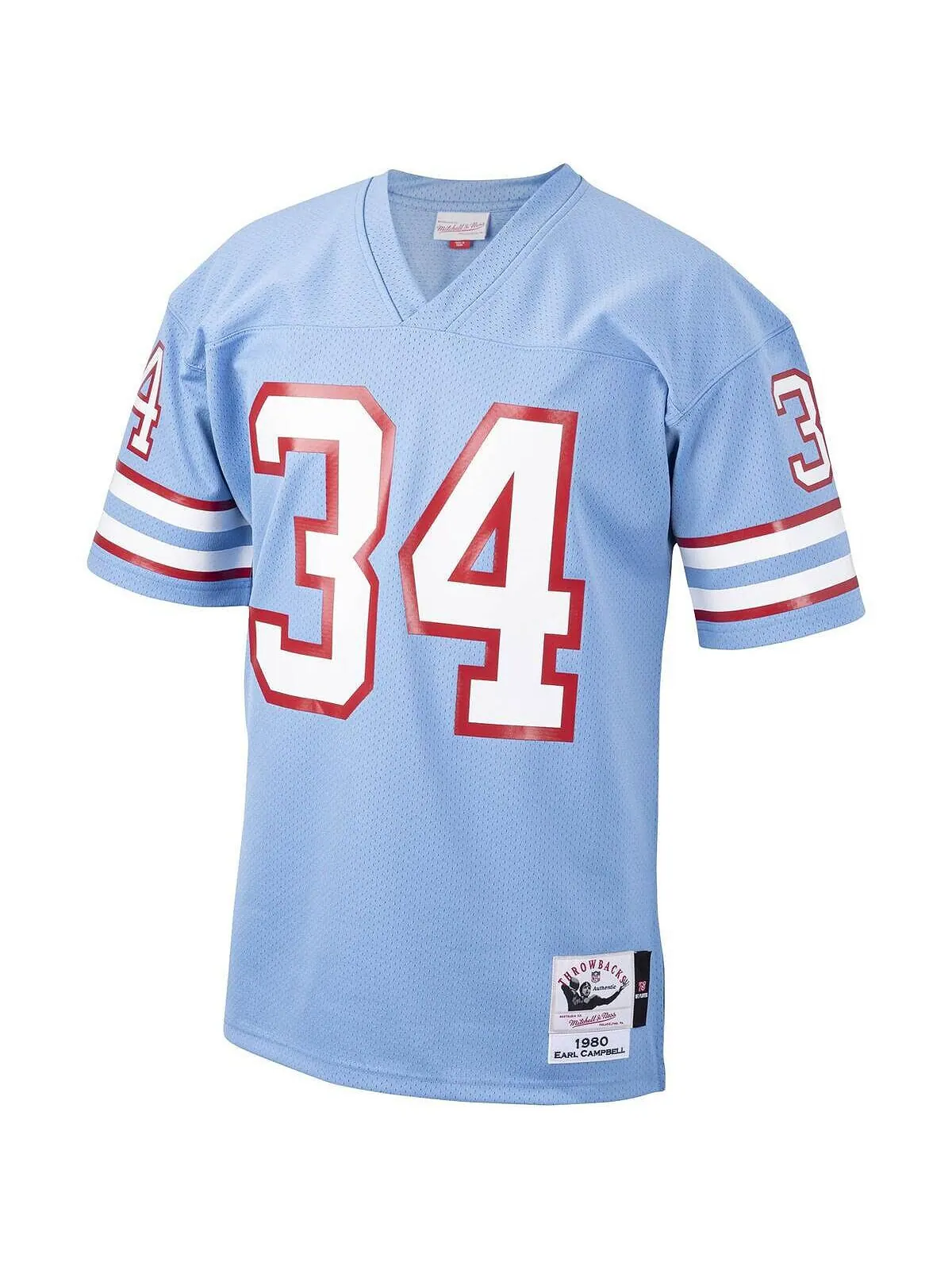 Мужская голубая футболка Earl Campbell Houston Oilers 1980 Authentic Throwback игрока в отставке — изображение 2 из 3