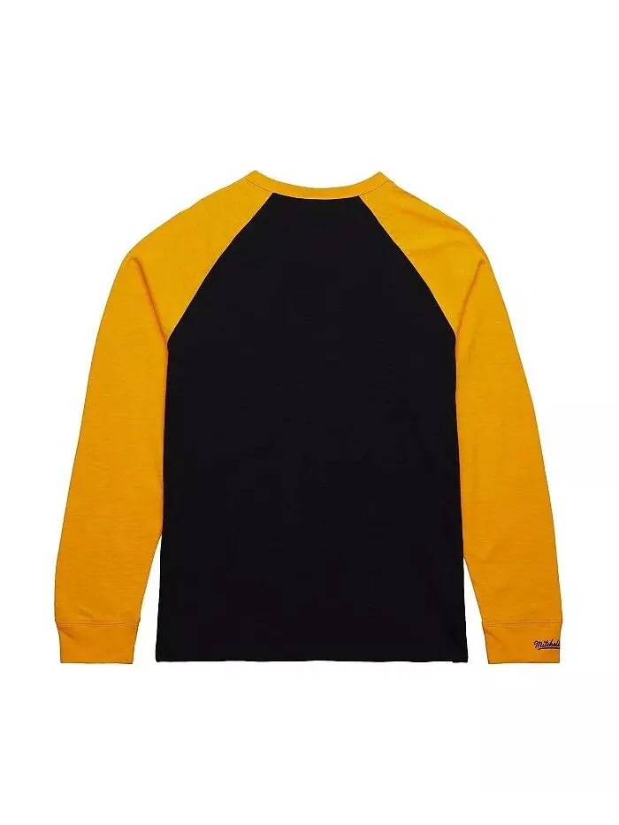 Мужская черная/золотая футболка Boston Bruins Legendary Slub Raglan с длинным рукавом Mitchell & — изображение 2 из 5