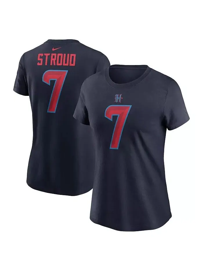 Женская футболка CJ Stroud Navy Houston Texans с именем и номером игрока Nike — изображение 1 из 3