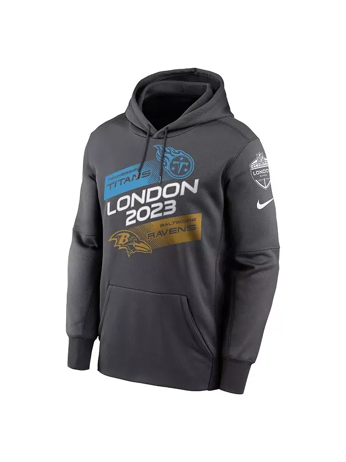 Мужская толстовка с капюшоном Anthracite Tennessee Titans vs. Baltimore Ravens 2023 London Game Nike — изображение 2 из 3