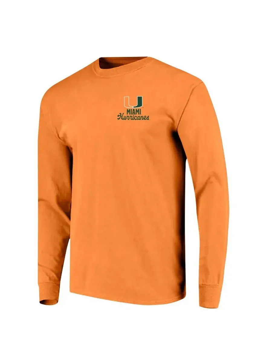 Image One Мужская оранжевая футболка с длинными рукавами Miami Hurricanes Comfort Colors с — изображение 2 из 3, оранжевый