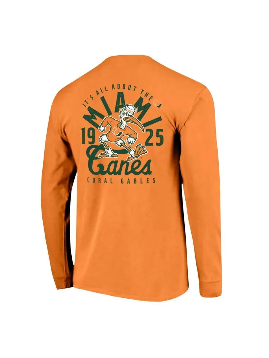 Image One Мужская оранжевая футболка с длинными рукавами Miami Hurricanes Comfort Colors с — изображение 3 из 3, оранжевый