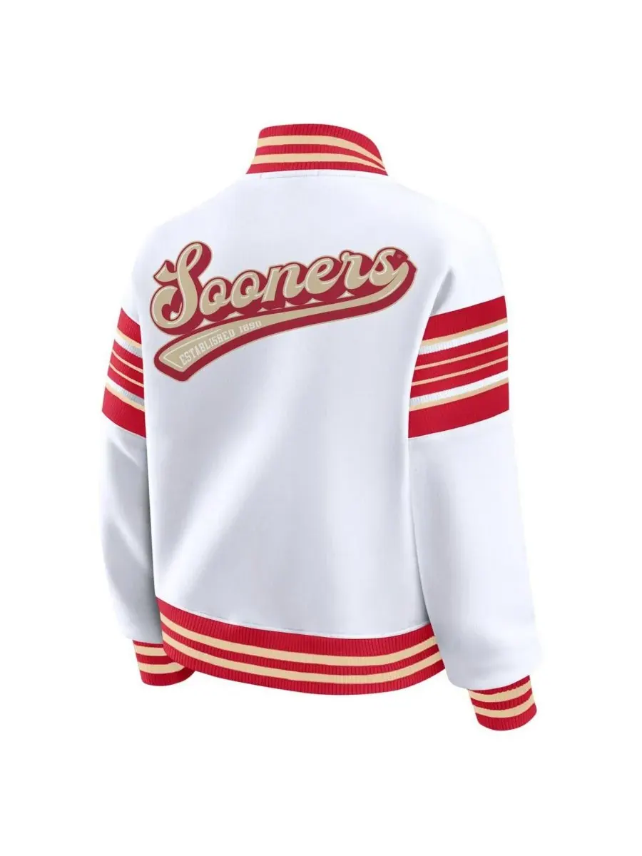WEAR by Erin Andrews Женская флисовая толстовка-куртка Oklahoma Sooners белого/красного цвета с — изображение 3 из 3, белый