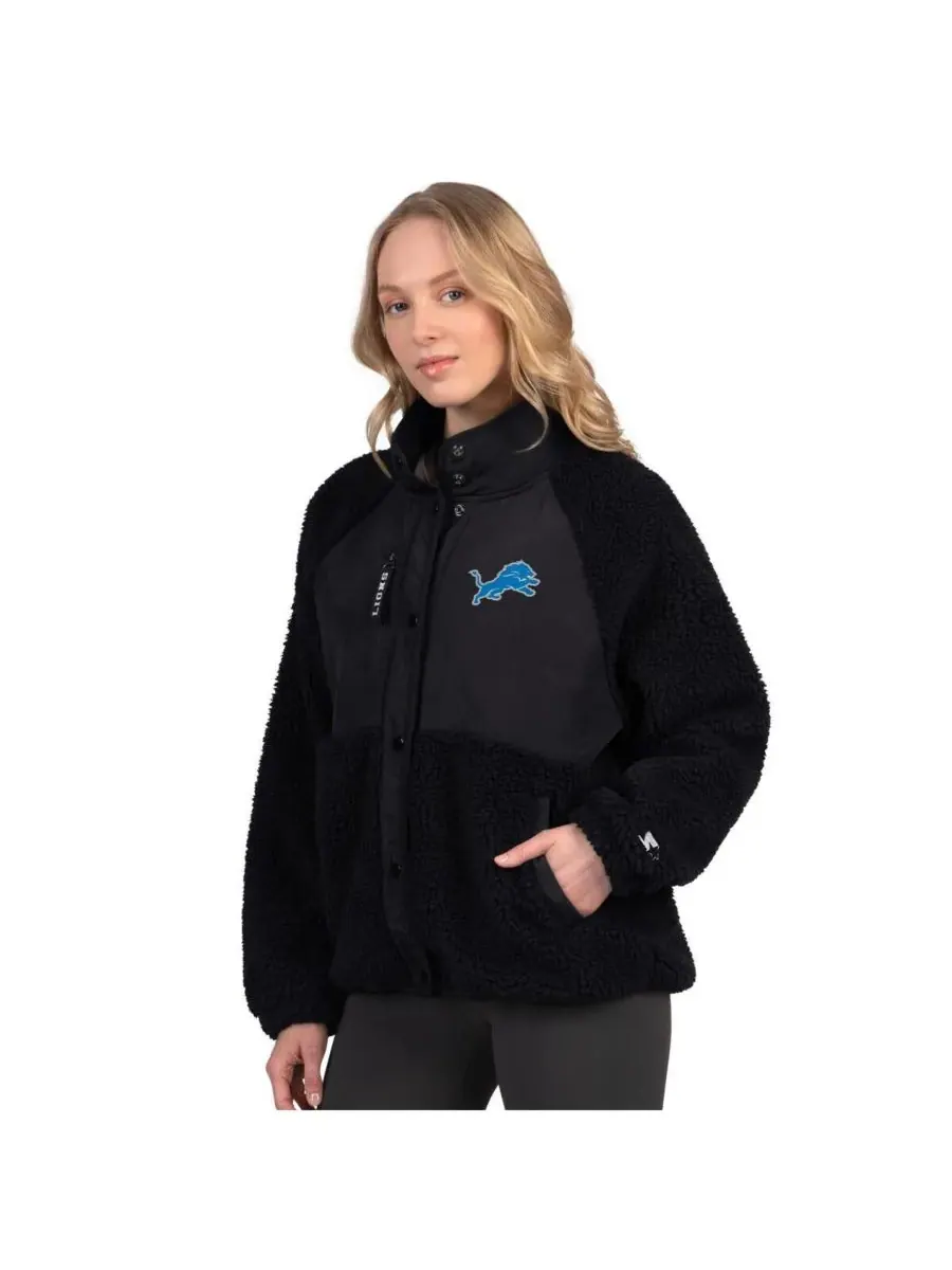 Starter Женская черная куртка Detroit Lions On the Ball Sherpa