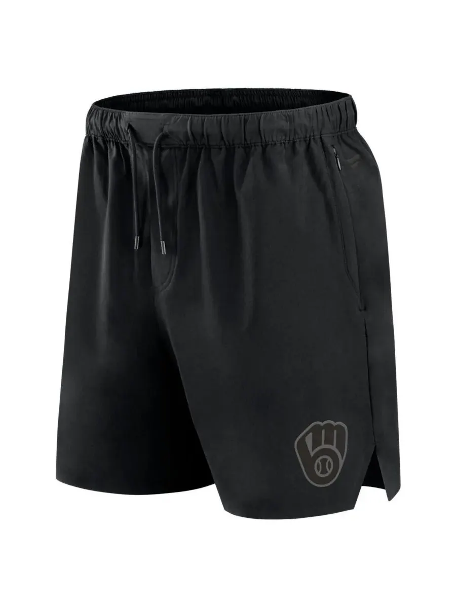 Fanatics Signature Мужские черные тканые шорты Milwaukee Brewers Front Office — изображение 3 из 3, черный