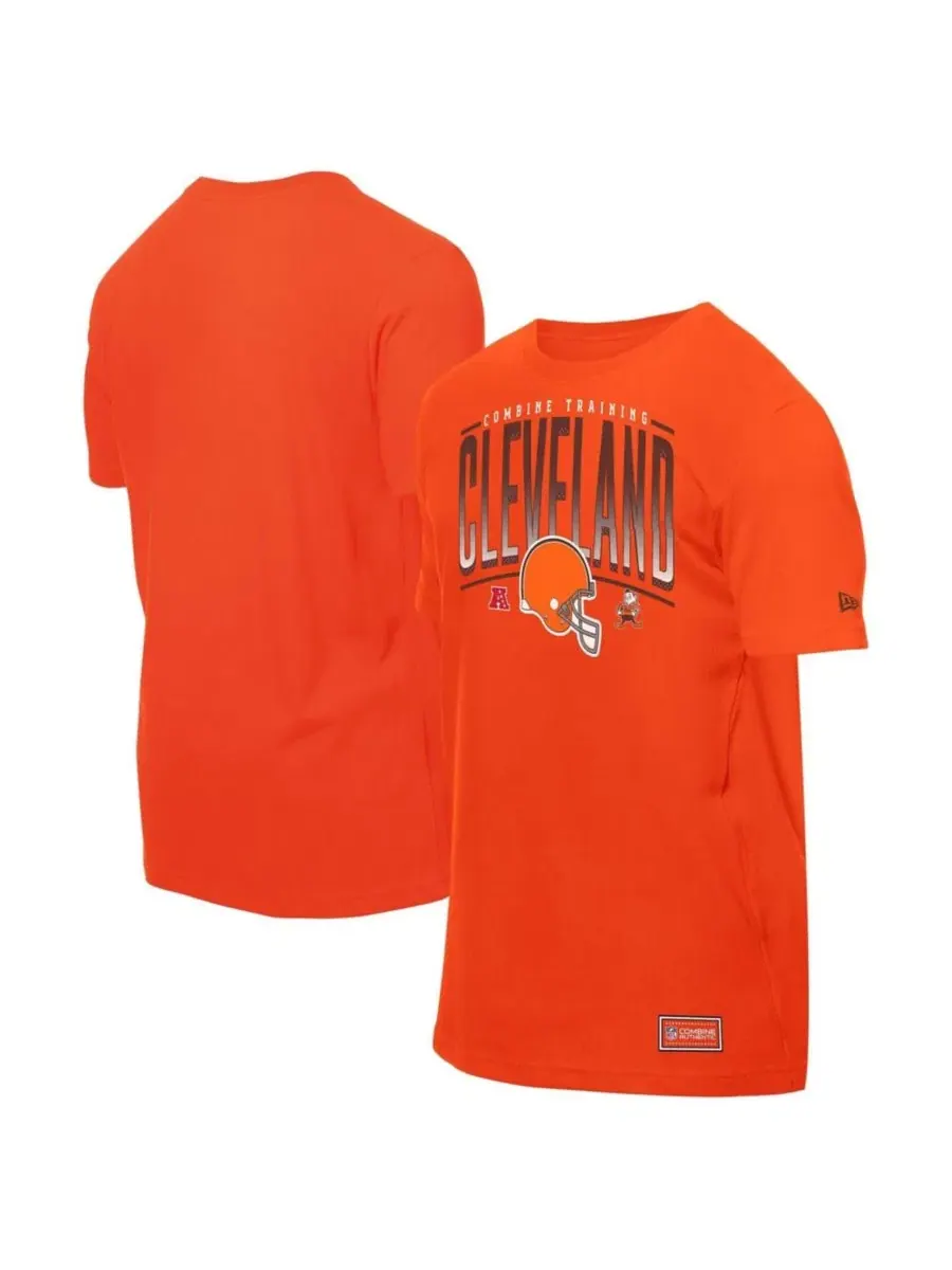 Футболка с принтом Cleveland Browns Combine Authentic Training Throwback New Era — изображение 1 из 5, оранжевый