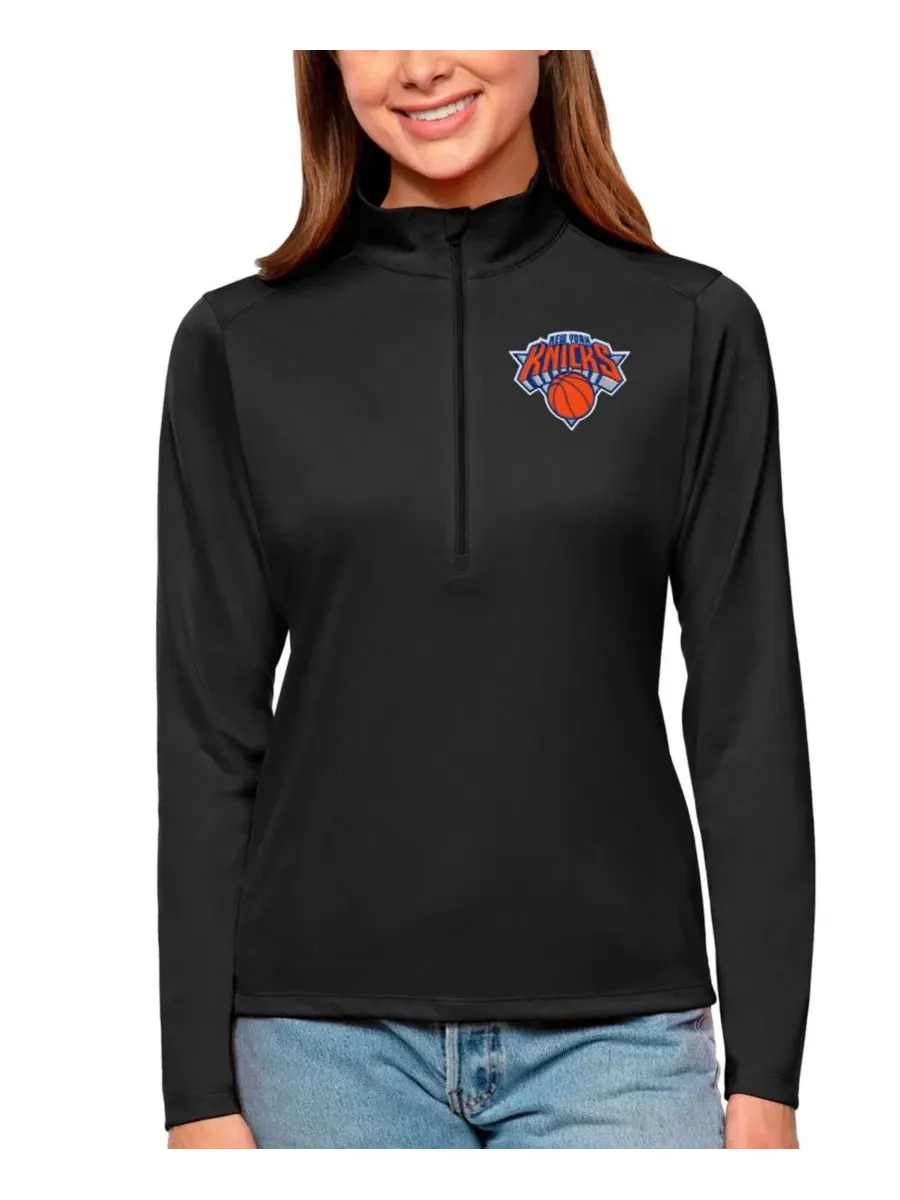 Женский свитшот с половиной молнией New York Knicks Tribute Half-Zip Antigua — изображение 1 из 1, черный