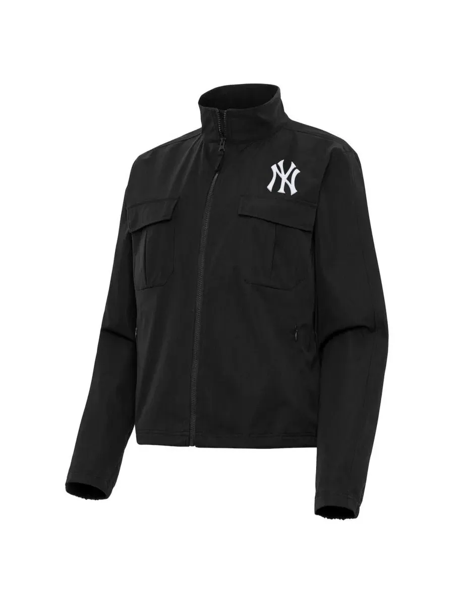 Женская куртка с полной застежкой-молнией Even Par New York Yankees Antigua — изображение 1 из 1, черный