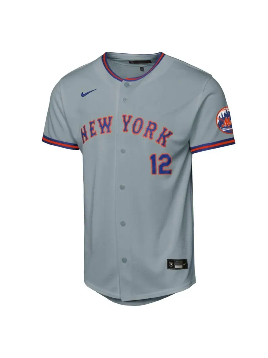 Детская футболка-джерси Francisco Lindor New York Mets Road Nike — изображение 2 из 3, серый