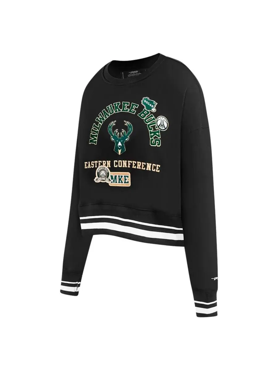 Pro Standard Женская черная укороченная толстовка Milwaukee Bucks Area Code — изображение 2 из 3, черный