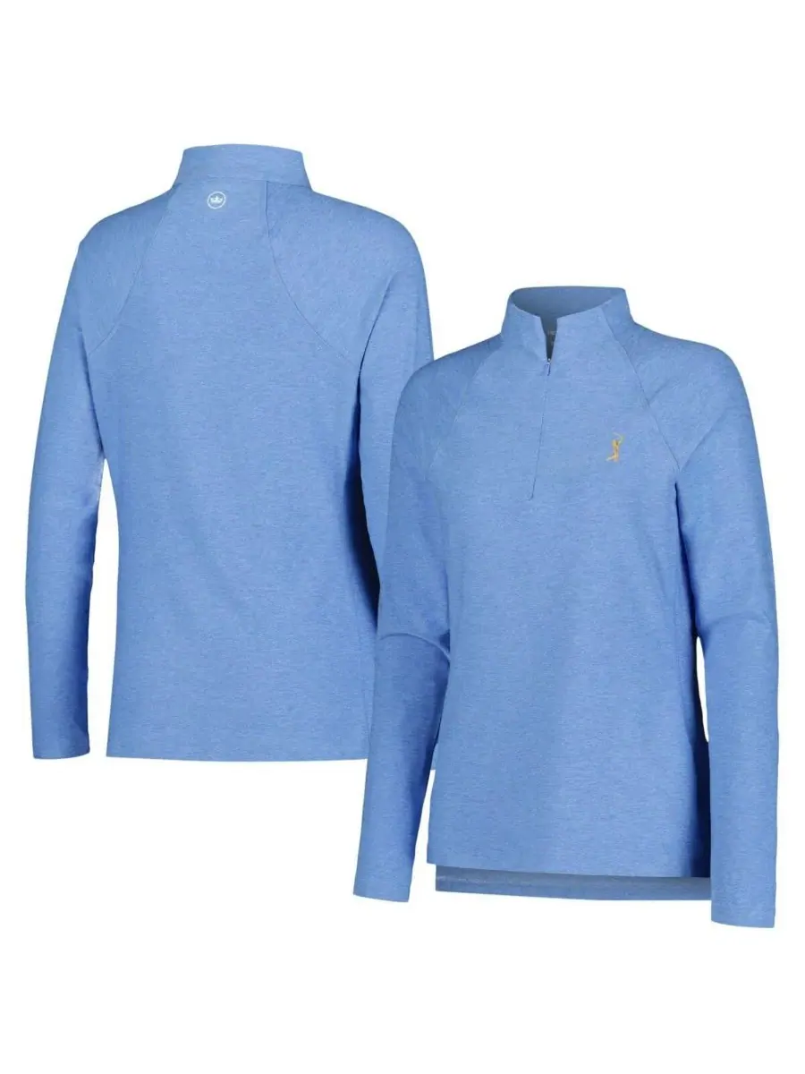 Peter Millar Женская светло-голубая футболка THE PLAYERS Melange Raglan Perth с застежкой-молнией — изображение 1 из 4