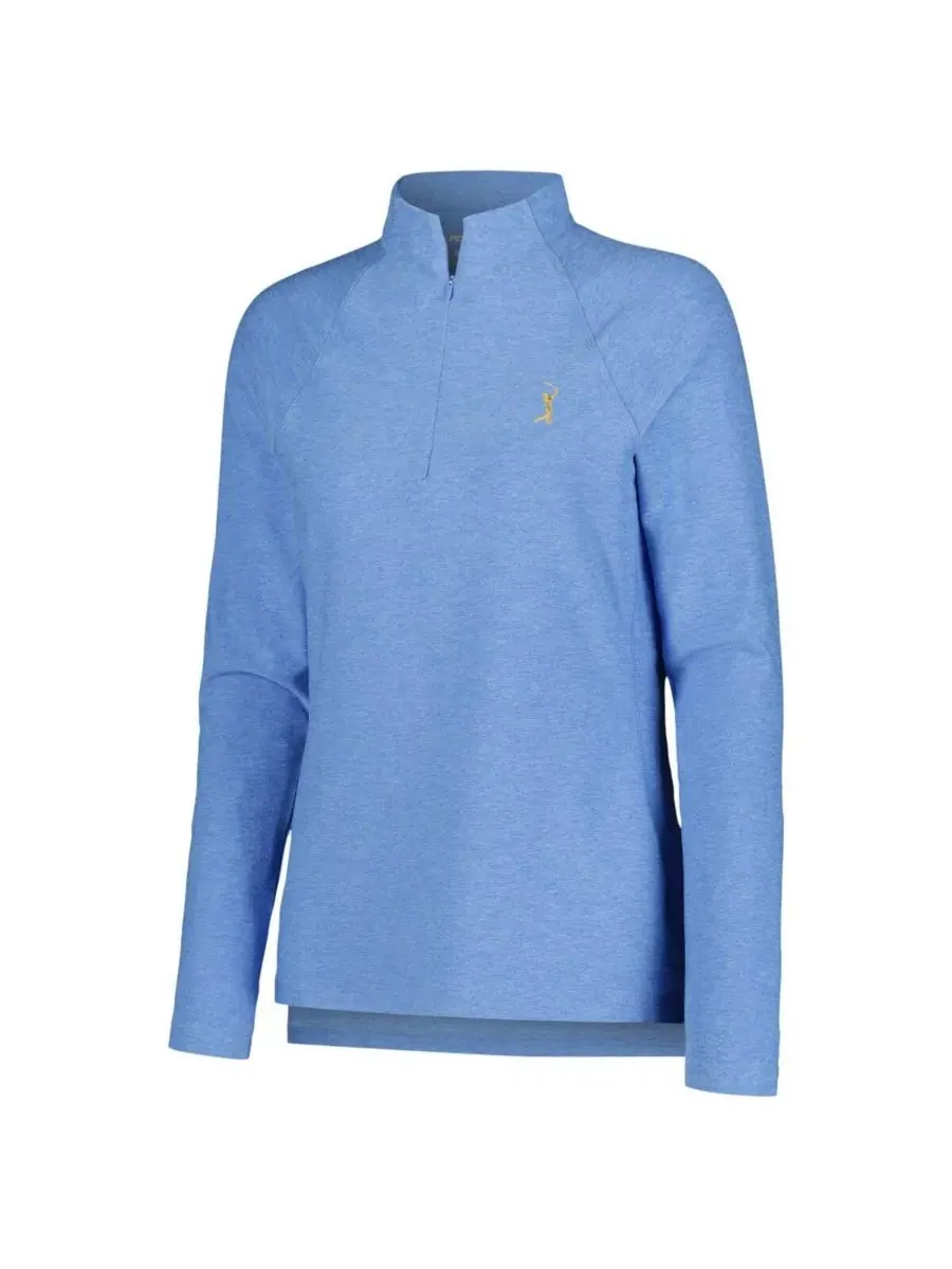 Peter Millar Женская светло-голубая футболка THE PLAYERS Melange Raglan Perth с застежкой-молнией — изображение 4 из 4