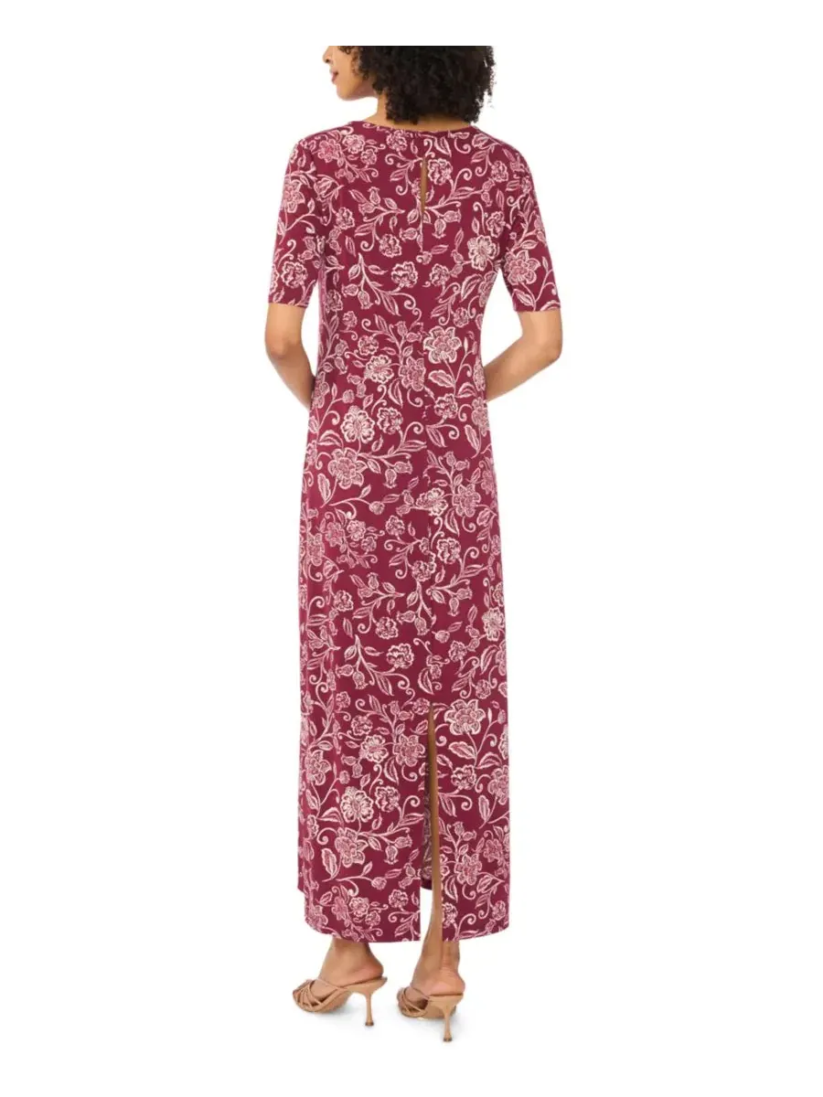 Платье макси с флоральным принтом, 3/4 рукав Vince Camuto, Crisp Merlot — изображение 4 из 4
