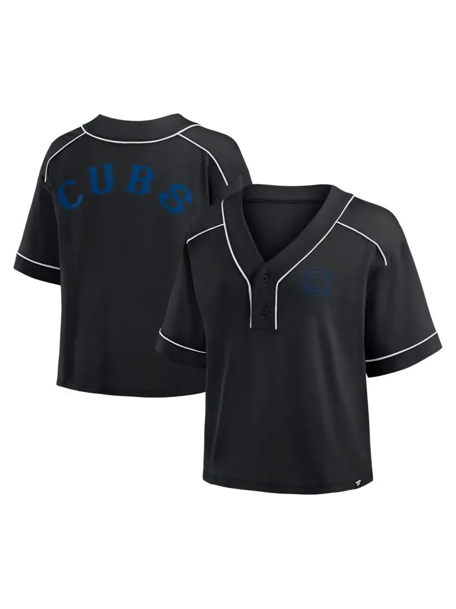 Fanatics Женская черная укороченная футболка с V-образным вырезом "Chicago Cubs Champ Game" — изображение 1 из 3, черный