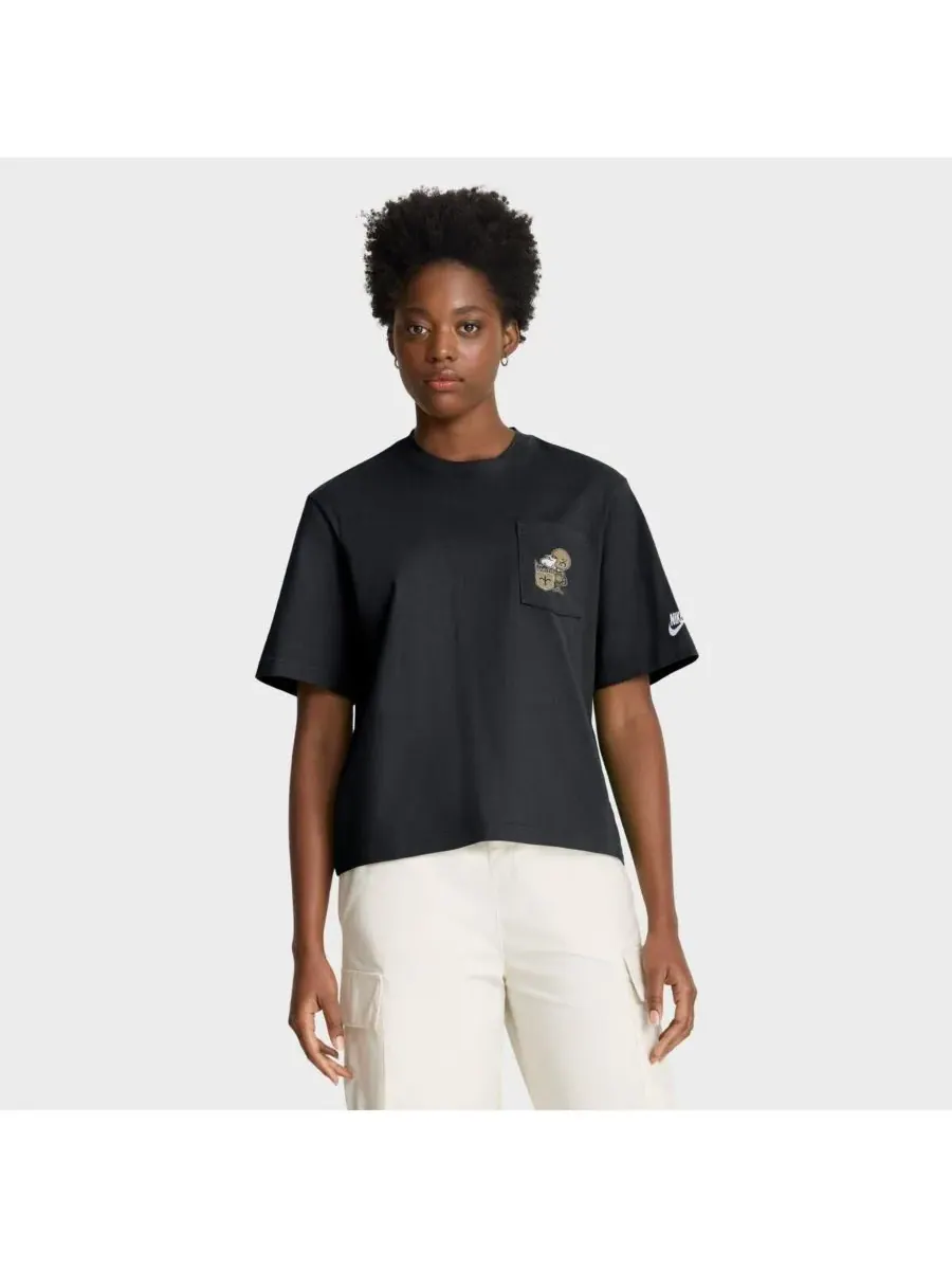 Nike Женская черная футболка New Orleans Saints Rewind Pocket Boxy — изображение 1 из 5, черный