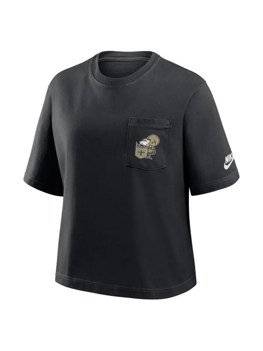 Nike Женская черная футболка New Orleans Saints Rewind Pocket Boxy — изображение 4 из 5, черный