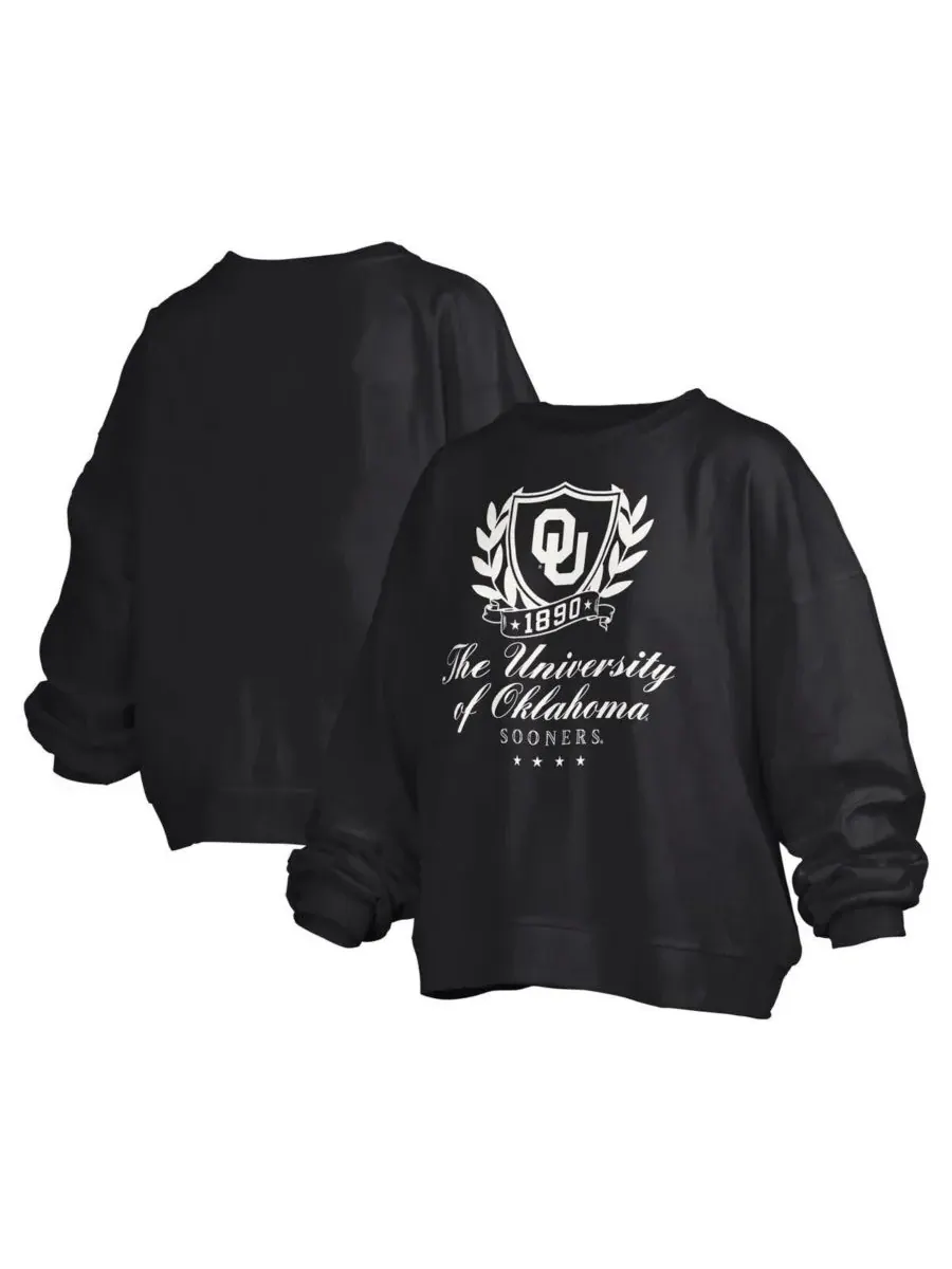 Pressbox Женская черная толстовка-пуловер Oklahoma Sooners Big Aug Script Janice Oversized — изображение 1 из 3, черный