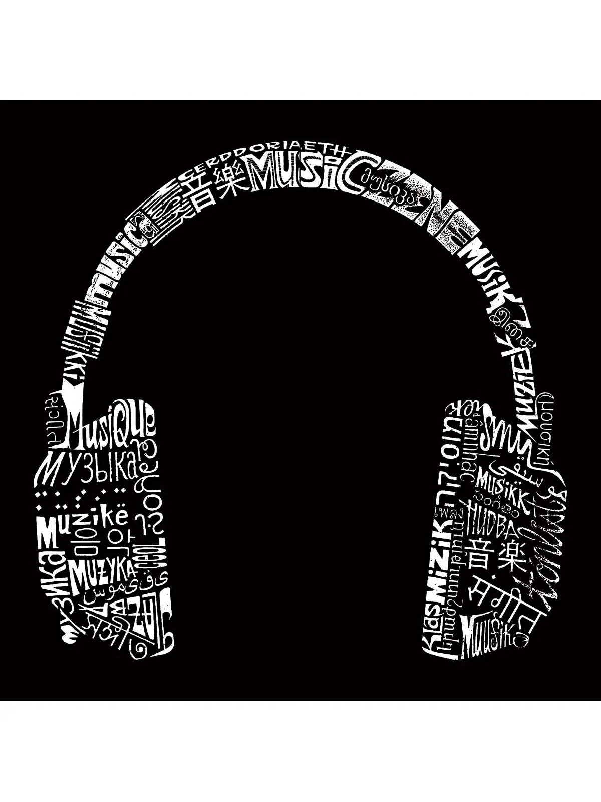 Мужские наушники word art - толстовка с круглым вырезом languages LA Pop Art — изображение 2 из 2, черный