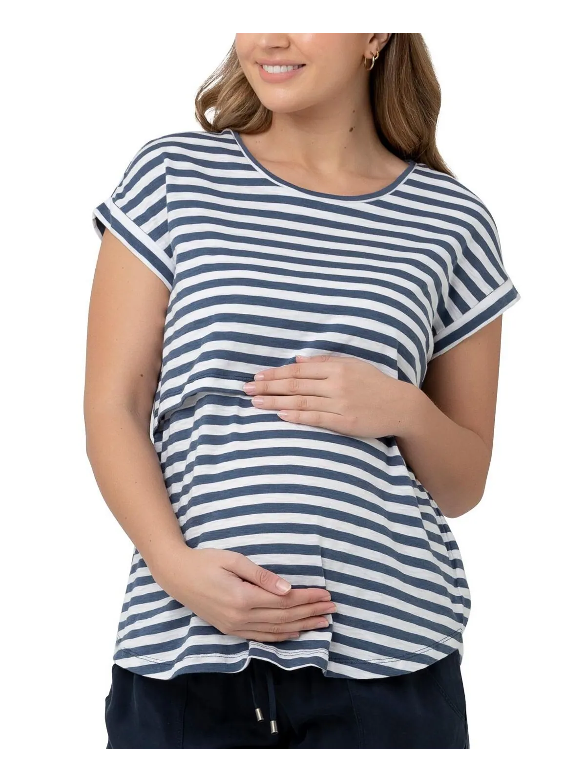 Футболка для беременных Lionel St для кормления вверх/вниз Ripe Maternity — изображение 1 из 3, индиго/белый