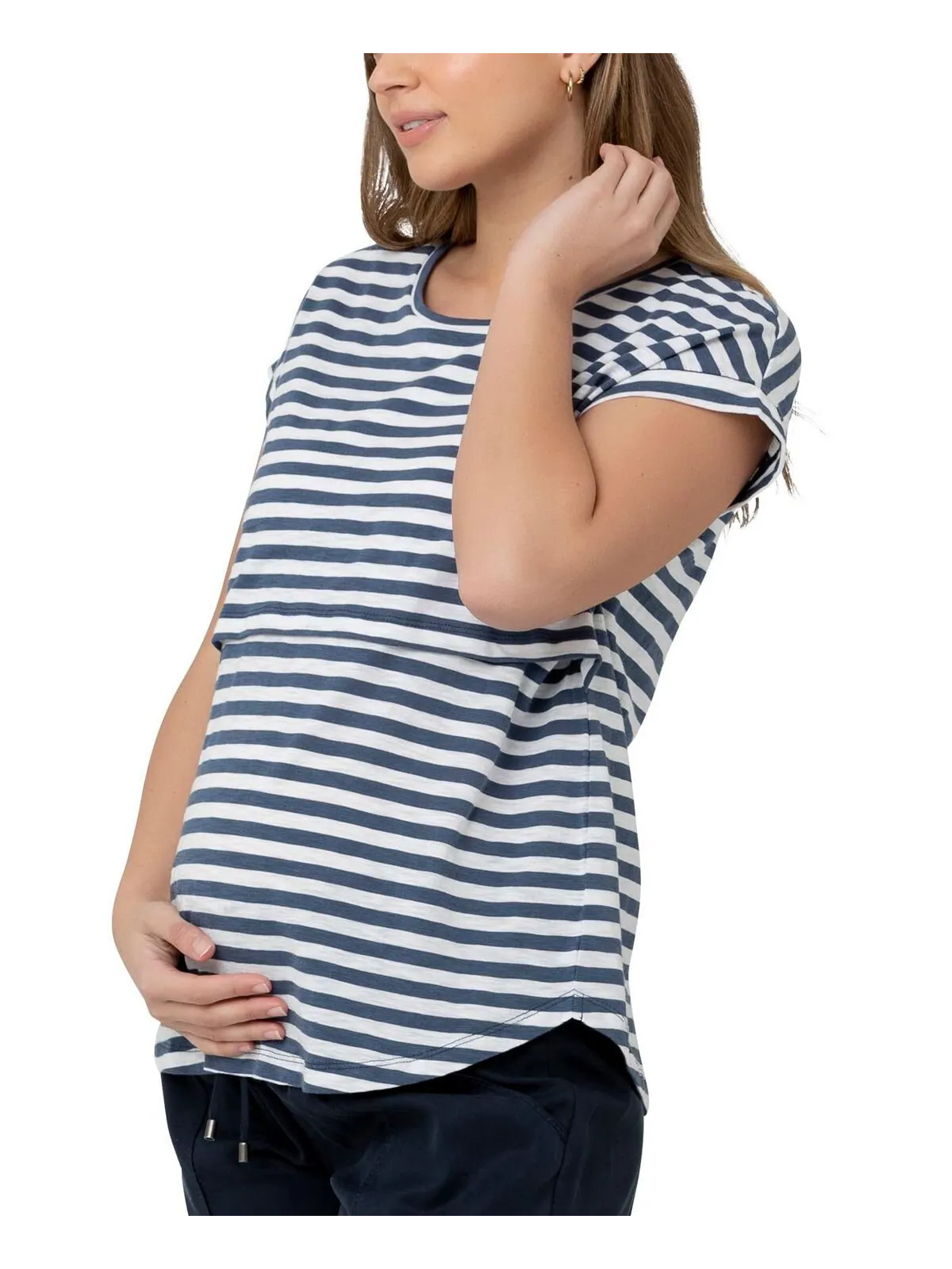 Футболка для беременных Lionel St для кормления вверх/вниз Ripe Maternity — изображение 2 из 3, индиго/белый