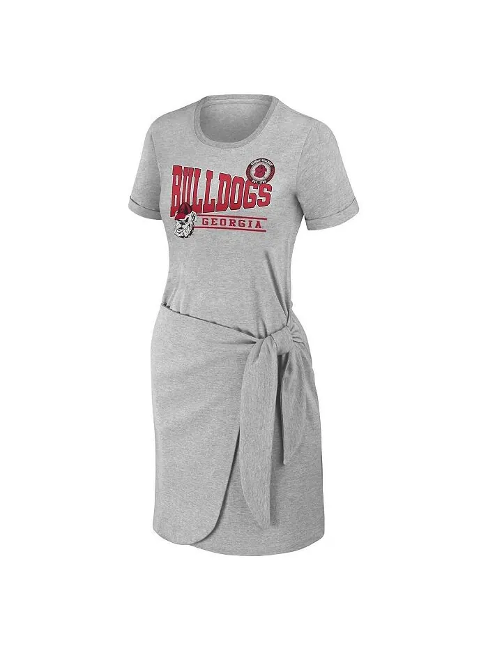 Женское платье-футболка с завязками Heather Grey Georgia Bulldogs WEAR by Erin Andrews — изображение 2 из 3, серый