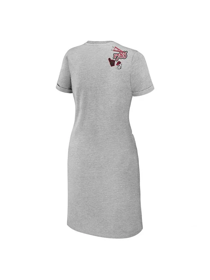 Женское платье-футболка с завязками Heather Grey Georgia Bulldogs WEAR by Erin Andrews — изображение 3 из 3, серый