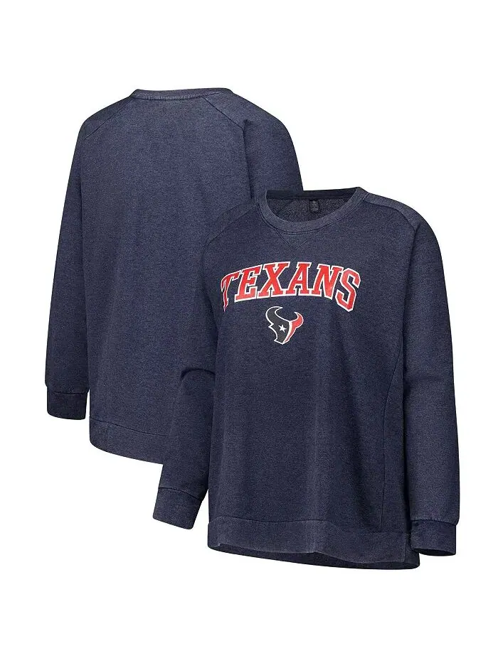 Женская темно-синяя толстовка-пуловер с принтом реглан от Houston Texans Acid Wash Profile — изображение 1 из 3