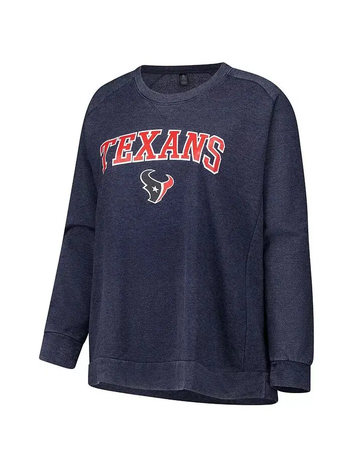 Женская темно-синяя толстовка-пуловер с принтом реглан от Houston Texans Acid Wash Profile — изображение 2 из 3