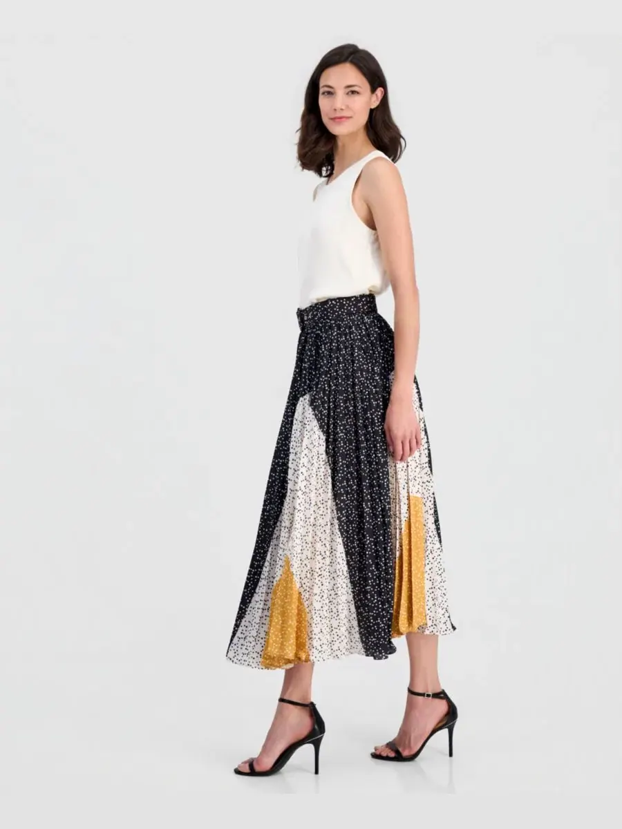 Юбка с поясом и складками T Tahari, Dotted Wave — изображение 4 из 4