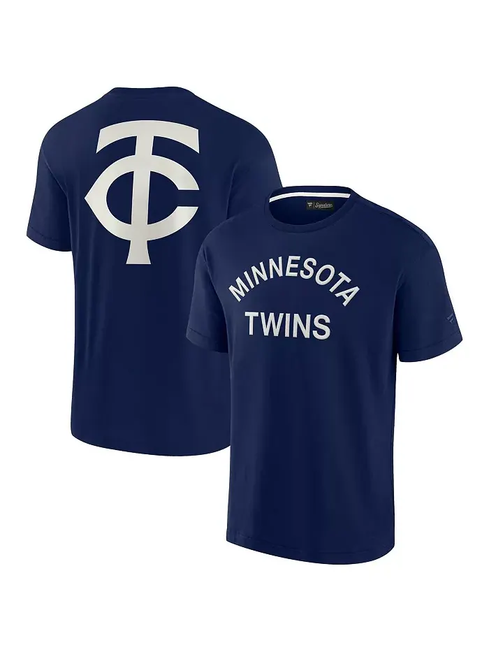 Мужская и женская футболка с коротким рукавом Minnesota Twins в темно-синем цвете, супермягкая