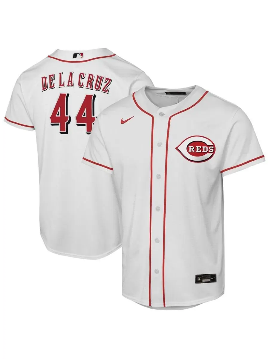 Детская футболка с длинным рукавом Elly De La Cruz White Cincinnati Reds Home Replica Player Jersey — изображение 1 из 3