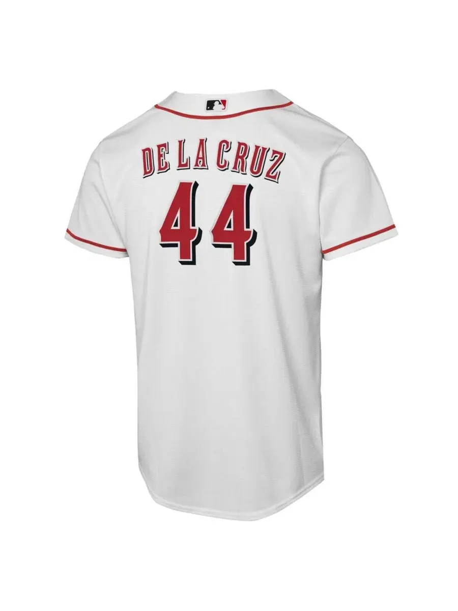 Детская футболка с длинным рукавом Elly De La Cruz White Cincinnati Reds Home Replica Player Jersey — изображение 3 из 3