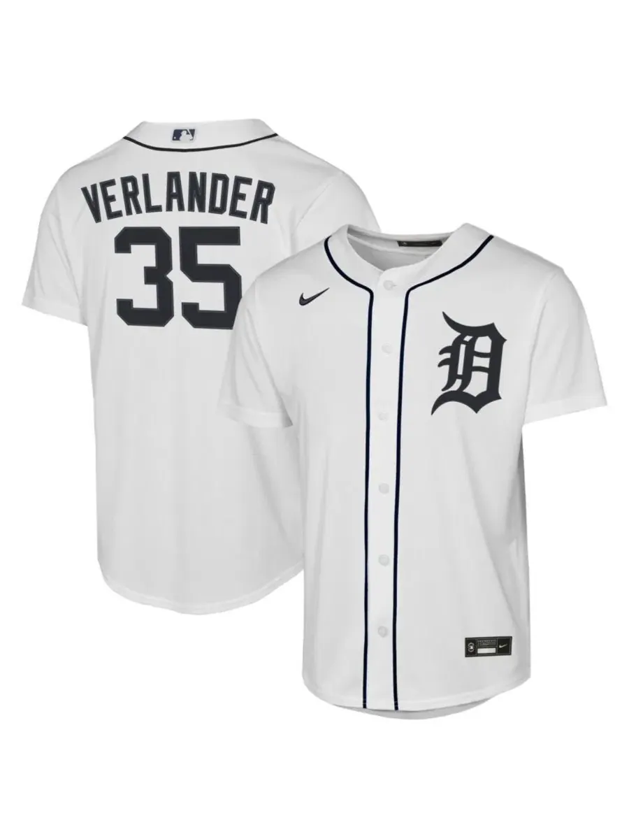 Детская футболка-джерси с длинным рукавом, модель Justin Verlander Home Replica Jersey Nike