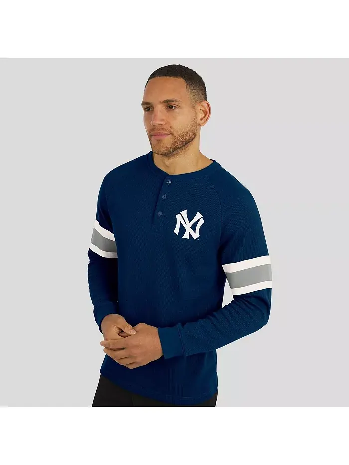 Мужская футболка Henley с длинным рукавом реглан Darius Rucker Collection от Fanatics в цвете Navy — изображение 4 из 5